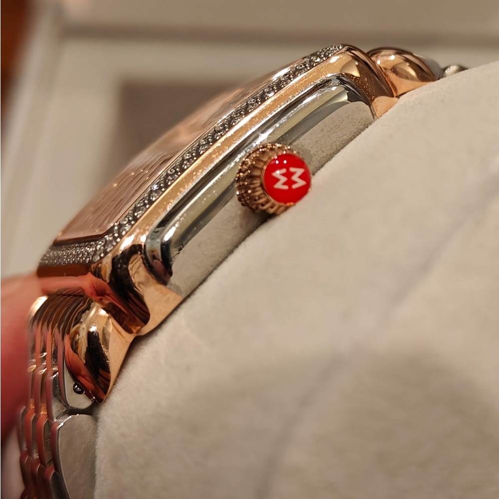 Michele Deco Madison Diamond & Two-Tone Pink Gold and Stainless Steel Watch - Picture 3 of 12
